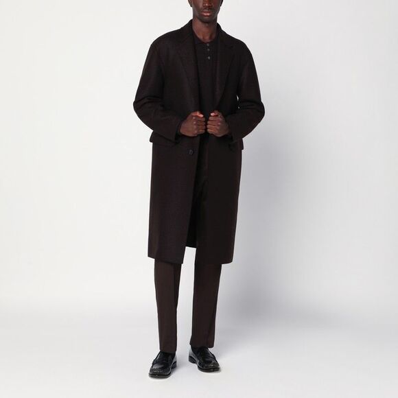 Harris Wharf London Brown Single-Breasted Wool Coat Men - Picture 1 of 2